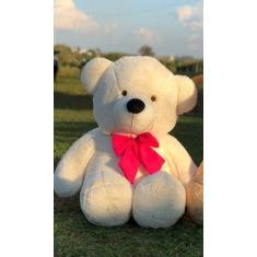 Imagem de Urso Gigante Pelúcia Grande Teddy 1,10 Metro - Baunilha - Laço Pink - 
