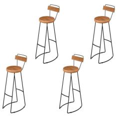 Imagem de Kit 04 Banqueta Alta Com Encosto Aurum Peroba Preto Cozinha Sala Jantar Dhom Peroba Preto