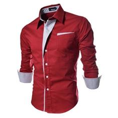 Imagem de Elonglin Camisa masculina casual de manga comprida com cores contrastantes, , US XS (Asian M)