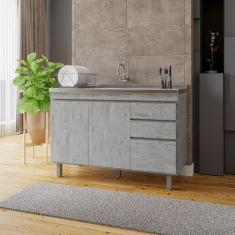 Imagem de Balcão Armário de Cozinha Premium 120cm Rústico S/ Tampo - Nathan