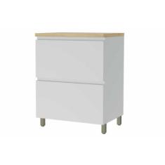 Imagem de Balcão De Cozinha Rainha 1 Porta E 1 Gaveta C/ Tampo 70cm Branca/Natur