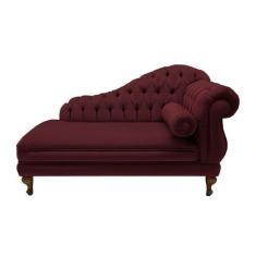 Imagem de Divã Recamier Namoradeira Larissa 150cm Suede Vermelho Bordô - Lm Deco