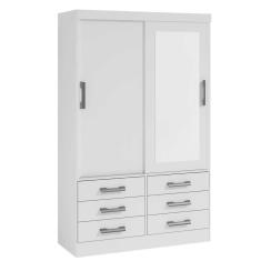 Imagem de Guarda Roupa Solteiro 2 Portas 6 Gavetas 100% Mdf Meridian Plus Cor:branco