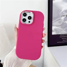 Imagem de Capa luxuosa fosca de silicone macio para iPhone 14 Plus 13 12 11 Pro Max X XR XS Max à prova de choque com revestimento protetor grosso, rosa, para iPhone 14 Pro