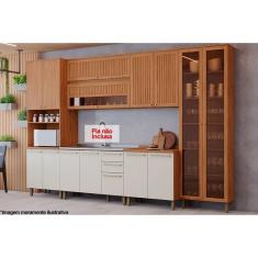 Imagem de Cozinha Modulada Completa Requinte 7 Peças (2Aéreos+2Balcões+2Paneleiros+1Complemento) CZ101 Nature/Nature/Areia - Henn