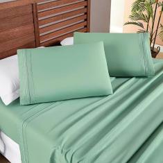 Imagem de Jogo De Lençol Queen Allegra Percal 200 Fios 4 Peças - Salvia
