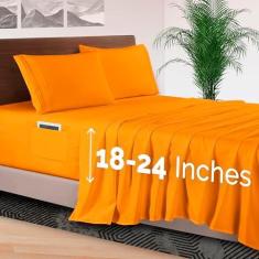 Imagem de Elegant Comfort Jogo de cama de 4 peças - Roupa de cama luxuosa 1500 microfibra de qualidade premium de hotel, elástico em toda a volta, lençol com elástico 45-61 cm - Lençóis com bolso extra