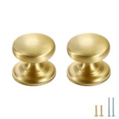 Imagem de Evionlin 2 maçanetas de armário de latão sólido de cobre puro puxadores para gaveta de armário de cozinha, puxadores de latão dourado escovado com parafusos