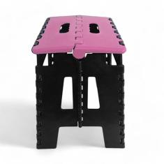 Imagem de Banqueta Rosa Dobrável Multiuso Com Alça Portátil Plástico Resistente Até 100kg Cor:rosa
