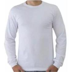 Imagem de Camiseta Manga Longa masculina 100% Algodão gola redonda com punhos nas mangas