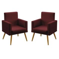 Imagem de Kit 2 Poltronas Decorativas Nina Com Rodapé Sued Bordô Aradecor