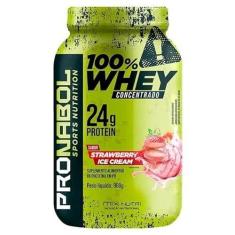 Imagem de WHEY 100% CONCENTRADO STRAWBERRY ICE CREAM POTE 900g - PRONABOL