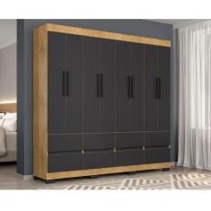 Imagem de Guarda Roupa Esmeralda 8 Portas 8 Gavetas Sem Espelho Freijo-carbono