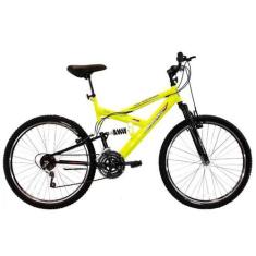 Imagem de Bicicleta Aro 26 18V Full Suspention Max 260 Amarelo - Dalannio Bike