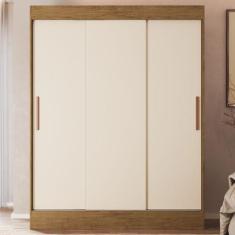 Imagem de Guarda-Roupa Solteiro Marselha 3 Portas 2 Gavetas Off White/Nogueira -