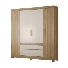 Imagem de Guarda Roupa Mônaco de Casal 4 Portas Amendola/ Off White - Mercado do