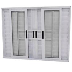 Imagem de Janela Veneziana 6 Folhas Alumínio Branco 1.20 x 1.50 Linha 25 com Gra