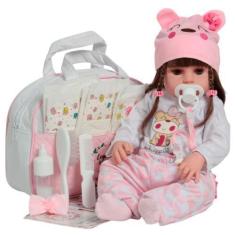 Imagem de Boneca Reborn Menina Com Lindo Conjunto Bolsa Acessórios - Cegonha Reb