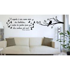 Imagem de Adesivo Decorativo De Parede Frase Com Galho E Passaro