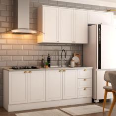 Imagem de Cozinha Compacta Veneza 8 Portas 3 Gavetas 100% Mdf Americana Branco - Panorama Móveis