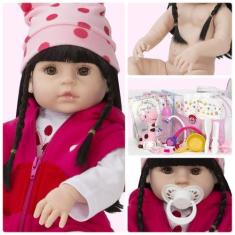 Imagem de Boneca Bebê Tipo Reborn Morena Girafinha Linda 25 Acessórios - Cegonha