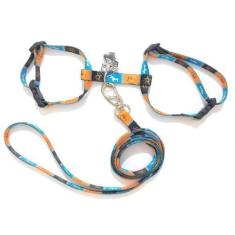 Imagem de Conjunto Peitoral Para Gatos Laranja Tam Único 12cm A 22cm - Nica Pet