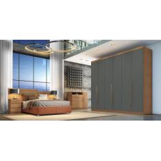 Imagem de Guarda Roupa Casal 100% Mdf 6 Portas 6 Gavetas - Trento-Cumaru/Grafite