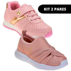 Imagem de Kit 2 Pares Tênis Infantil Feminino Casual e Escolar - Club Happy, 27,