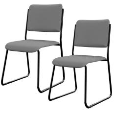 Imagem de Kit 02 Cadeiras Hoteleira Auditório Empilhável Inter L02 Facto Cinza