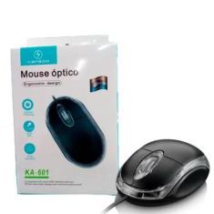 Imagem de Mouse Preto Com Fio Usb Óptico Computador Pc Notebook Homeoffice - Ath