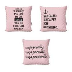 Imagem de Capas de Almofadas Rosa com Frases Decorativas Para Sofá 40x40 - Novadecora