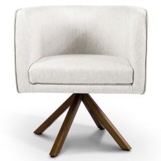 Imagem de Poltrona Decorativa Giratória Base Giromad Madeira Betina A-48 Linho Flocos - Domi