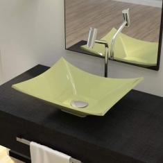 Imagem de Cuba Lux L38W Torneira Link Alta e Válvula Click com Sifão Flexível Compace Verde Acqua