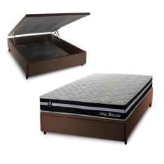 Imagem de Conjunto Box Baú Durham Preto 138x188x67 c/ Molas Ensacadas