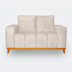 Imagem de Sofá 2 Lugares Memphis Ultra Conforto Em Madeira Maciça E Suede - Lh Decor Cor Bege