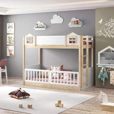 Imagem de Beliche Infantil Montessoriana Garden RN Natural/Branco – Casatema