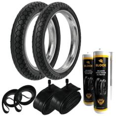 Imagem de Par Pneu Biz 125 Pop 110i 250-17 + 80/100-14 Pd29 Rinaldi + Camaras + 