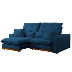 Imagem de Sofá Toronto 4 Lugares Retrátil E Reclinável 250Cm Tecido Veludo Cor Azul
