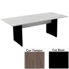 Imagem de Mesa de Reunião Retangular 200 x 90 cm Pé Painel PE25 em MDP Cor Walnut e Base Preta
