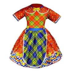 Imagem de Vestido Festa Junina Infantil Menina Xadrez Vermelho Barato - Fantasia