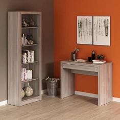 Imagem de Conjunto Home Office Escrivaninha Me4107 90cm com Estante 4 Prateleiras Me4104 Espresso Móveis
