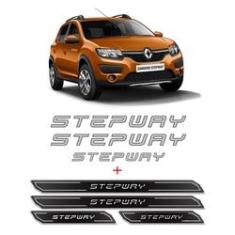 Imagem de Kit Adesivos Sandero Stepway 2015 Prata + Soleira Da Porta