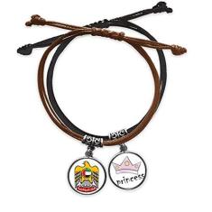 Imagem de DIYthinker Pulseira de couro com emblema nacional dos Emirados Árabes Unidos com corrente de mão