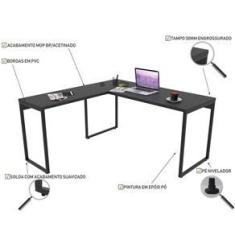 Imagem de Mesa Para Escritório Angular Kuadra ônix - Compace