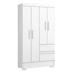 Imagem de Guarda Roupas Solteiro Juvenil 4 Portas 2 Gavetas Branco Coimbra Aramóveis Branco