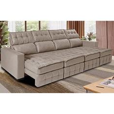 Imagem de Sofá Retrátil e Reclinável 3,20m Molas Ensacadas e Costura Tripla Cama Inbox Nobre Suede Bege