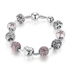 Imagem de Pulseira Infantil Com Berloques Prateado. Coração Rosa - Jmh-Sets