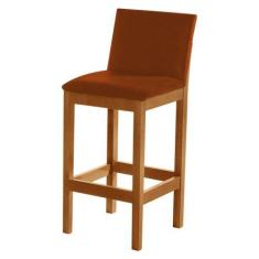 Imagem de Banqueta Alta Luxo Pérola Com Encosto Estofada Em Veludo Terracota Mad