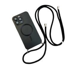 Imagem de Capa magnética de cordão crossbody para iPhone 15 14 13 12 11 Pro Max Plus X XS XR Capa de proteção de câmera de TPU macio, preta, para iPhone 15Pro Max
