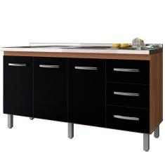 Imagem de Balcão Para Pia 160 Cm 3p Emily Savana Preto Mobbs